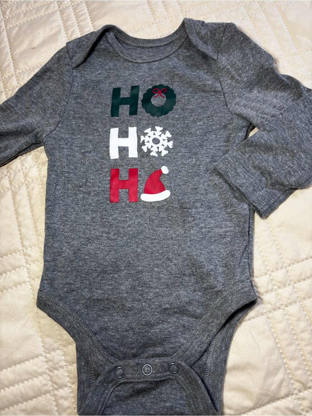 Jumping Beans 9M Gray ‘HoHoHo’ Holiday Bodysuit